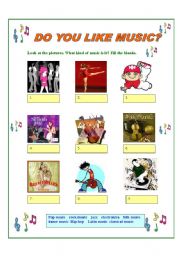 English worksheet: Do you like music?