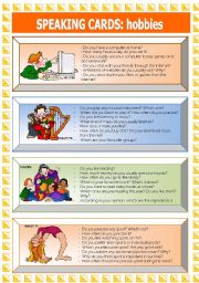 English Worksheet: Speaking Cards: hobbies (2 of 3)