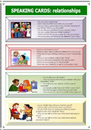 English Worksheet: Speaking Cards: relationships (3 of 3)