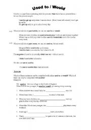 English Worksheet: used to-would
