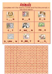 ANIMALS - ESL worksheet by Gitte