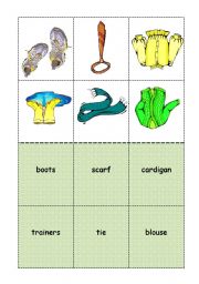 English Worksheet: BINGO CLOTHES student cards 5/6