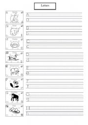English Worksheet: writing alphabets