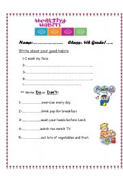 English Worksheet: health habits