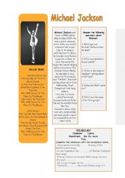 English Worksheet: biography Michael Jackson