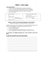 English Worksheet: English - a global language