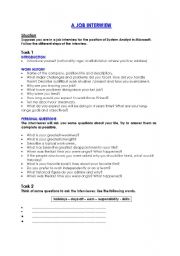 English Worksheet: A job interview! 