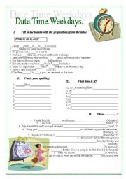 English Worksheet: Date.Time.Weekdays