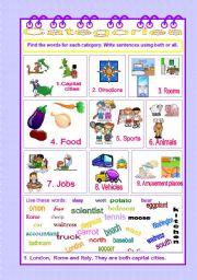 English Worksheet: Categories