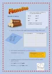English worksheet: Phonetics 2  Sounds w and g  ( easy )