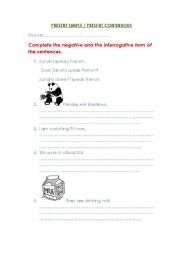 English worksheet: PRESENT SIMPLE/CONTINUOUS