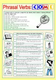 English Worksheet: Phrasal Verbs (3/10): COME