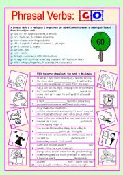 English Worksheet: Phrasal verbs (4/10): GO