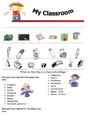 English Worksheet: My cLassroom