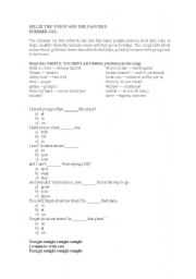 English Worksheet: Summer Cat