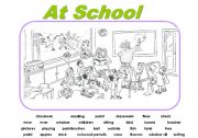 English Worksheet: Picture composition - at school