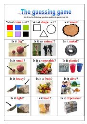 English Worksheet: The Guessing Game - Description Questions