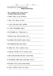 English Worksheet: jumbled sentences