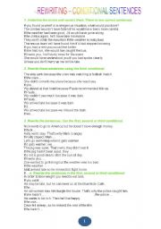 English Worksheet: Conditionals - Rephrasing