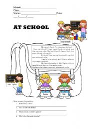 English Worksheet: At school