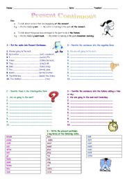English Worksheet: Present Continuous Exercise