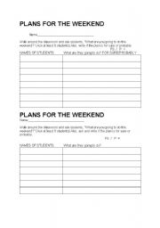 English worksheet: Plans for the weekend 