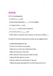 English worksheet: Verb activities 