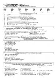 English Worksheet: Present Smple 