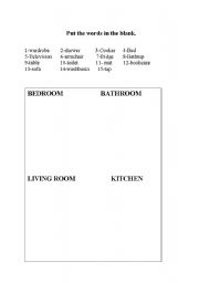 English worksheet: home parts activity