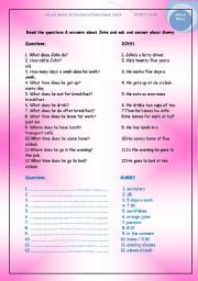 English Worksheet: Present Simple - Ask & answer Questions using 3rd person singular