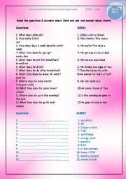 English worksheet: Present Simple - Ask & answer Questions using 3rd person singular