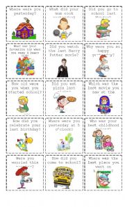 English Worksheet: Question Cards - Simple Past