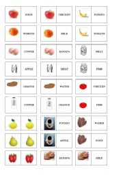 English Worksheet: DOMINO-FOOD