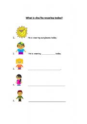English worksheet: What is she/he wearing today?