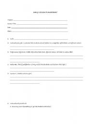 English worksheet: Lesson Plan Format