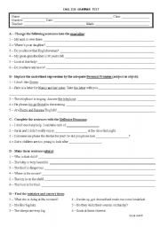 English worksheet: Written test