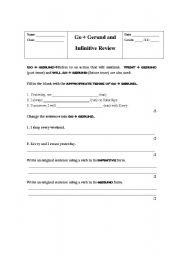 English worksheet: Go + Gerund and Infinitive Review