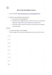 English Worksheet: United States of America ABCs