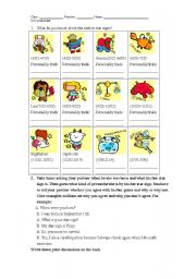 English worksheet: A star sign speaking activity