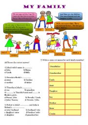 English Worksheet: my family