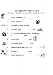 English worksheet: possessive pronouns