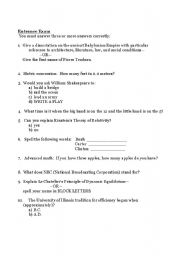 English Worksheet: Entrance Exam 