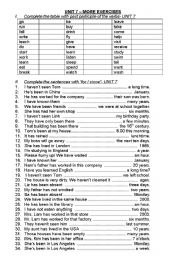 English Worksheet: EXERCISES