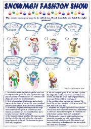 English Worksheet: Snowmen Fashion Show