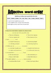 English worksheet: adjective order
