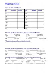 English worksheet: PRESENT CONTINUOUS