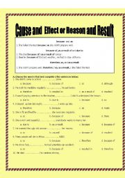 English Worksheet: cause and effect 