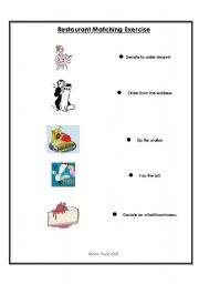 English worksheet: Restaurant (Vocabulary) Matching Exercise