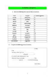 English Worksheet: Invitations and guests