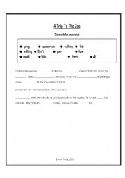English worksheet: A Trip to the Zoo - Cloze Exercise